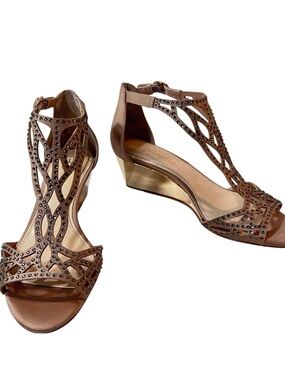 Vince Camuto Imagine IM Jalen Wedge Heel Sandals Womens New Taupe